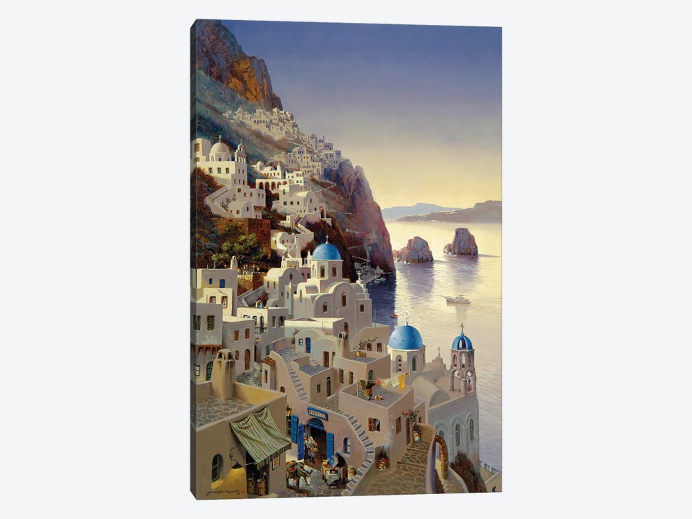 Santorini At Dusk by Maher Morcos 1-piece Canvas Art