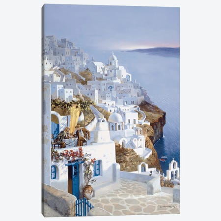 Santorni Canvas Print #MHM95} by Maher Morcos Canvas Wall Art