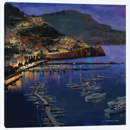 Amalfi Glow Canvas Print #MHM9} by Maher Morcos Canvas Art Print