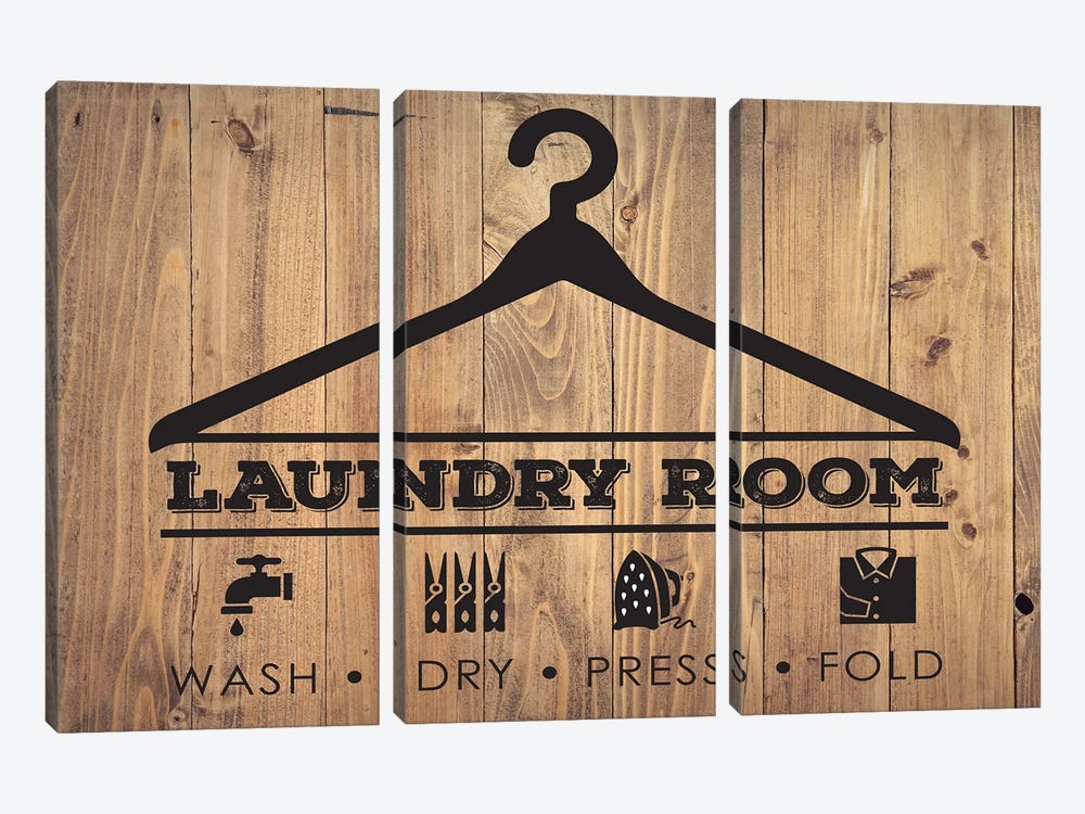 Laundry Natural III by Melody Hogan 3-piece Canvas Print