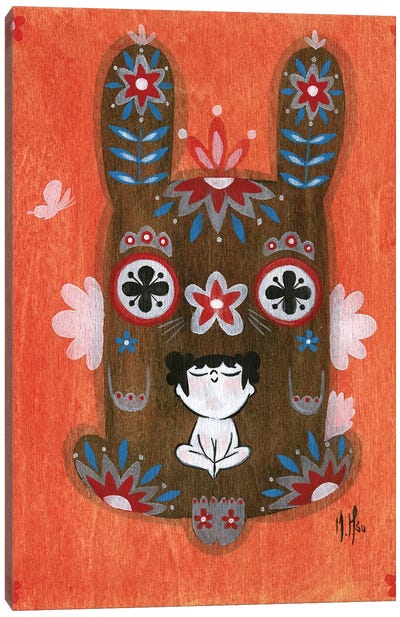 Folk Blessings - Bunny Canvas Art Print - Chinese Décor