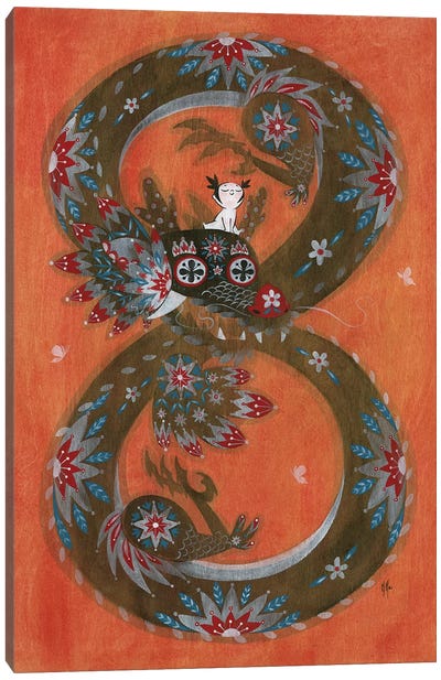 Folk Blessings - Dragon Canvas Art Print - Martin Hsu
