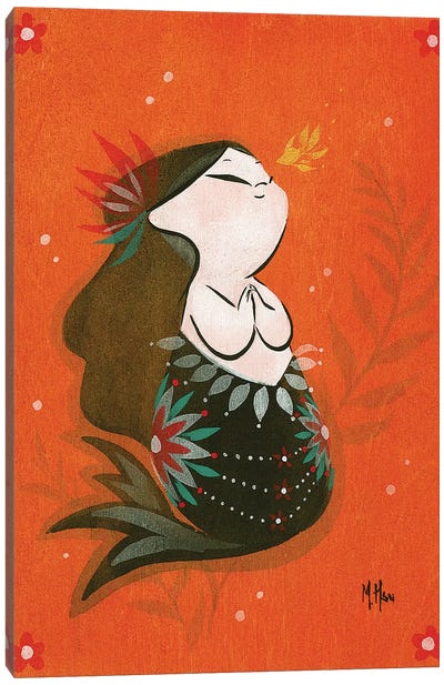 Goldfish Mermaid - Bubble Wish Canvas Art Print - Mermaid Art