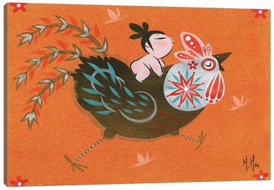 Folk Blessings - Rooster Run Canvas Art Print - Martin Hsu