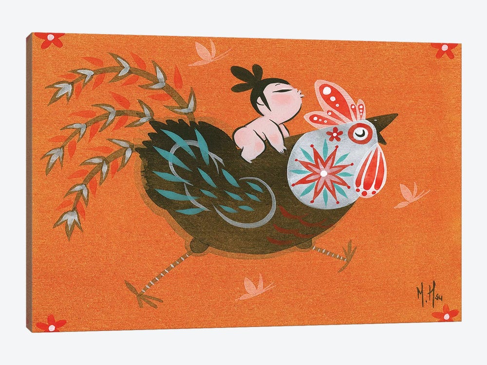 Folk Blessings - Rooster Run by Martin Hsu 1-piece Art Print