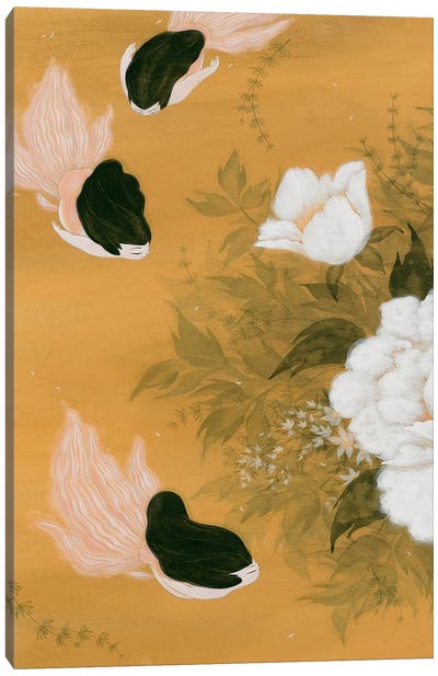 Goldfish Mermaid - Peony And Ballerinas I Canvas Art Print - Peony Art