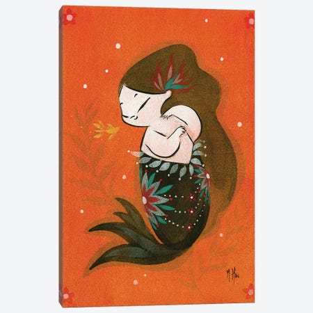 Goldfish Mermaid - Bubble Kiss Canvas Print #MHS11} by Martin Hsu Art Print