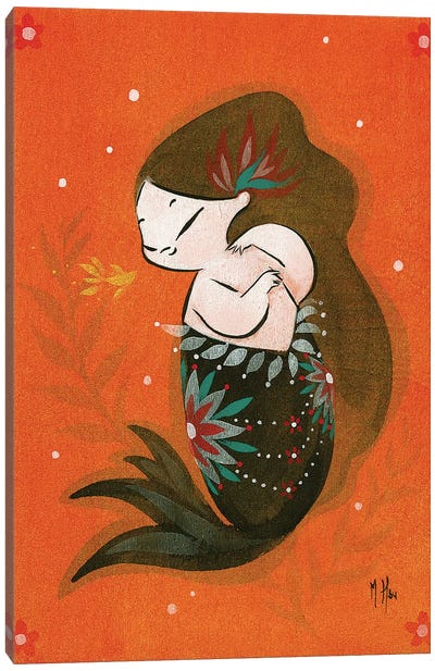 Goldfish Mermaid - Bubble Kiss Canvas Art Print - Martin Hsu