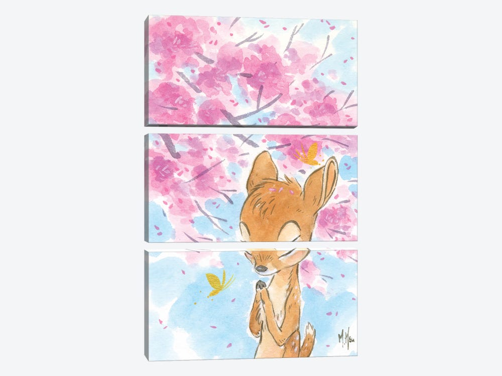 Cherry Blossom Fawn by Martin Hsu 3-piece Art Print