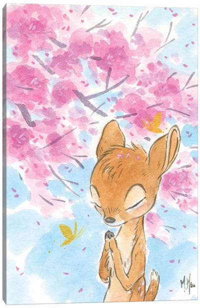 Cherry Blossom Fawn Canvas Art Print - Cherry Blossom Art