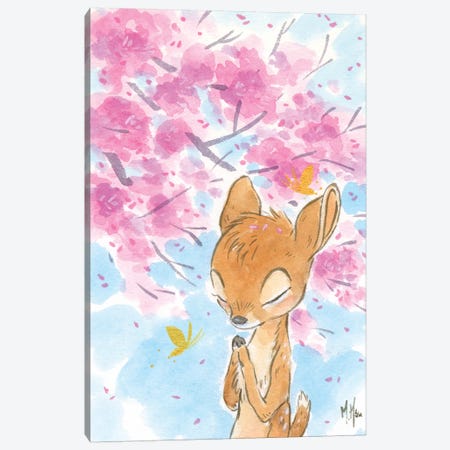 Cherry Blossom Fawn Canvas Print #MHS128} by Martin Hsu Canvas Art