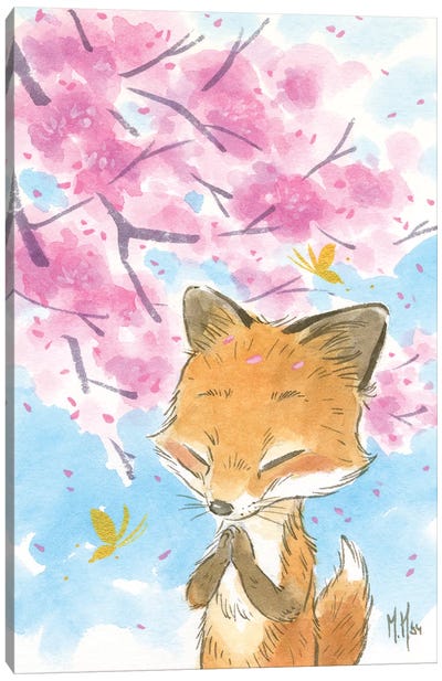 Cherry Blossom Fox Canvas Art Print - Martin Hsu