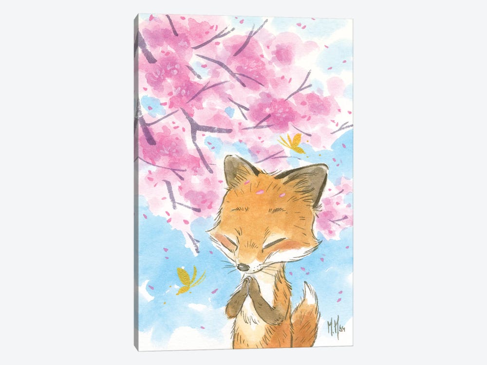 Cherry Blossom Fox by Martin Hsu 1-piece Canvas Wall Art