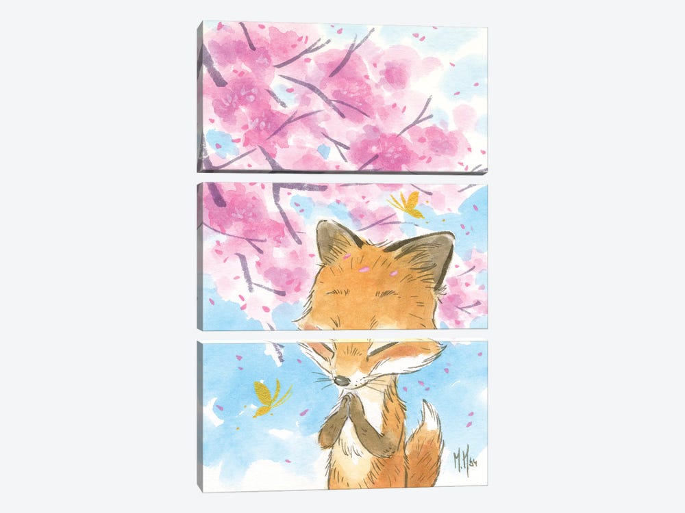 Cherry Blossom Fox by Martin Hsu 3-piece Canvas Artwork