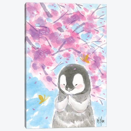 Cherry Blossom Penguin Canvas Print #MHS131} by Martin Hsu Canvas Art Print