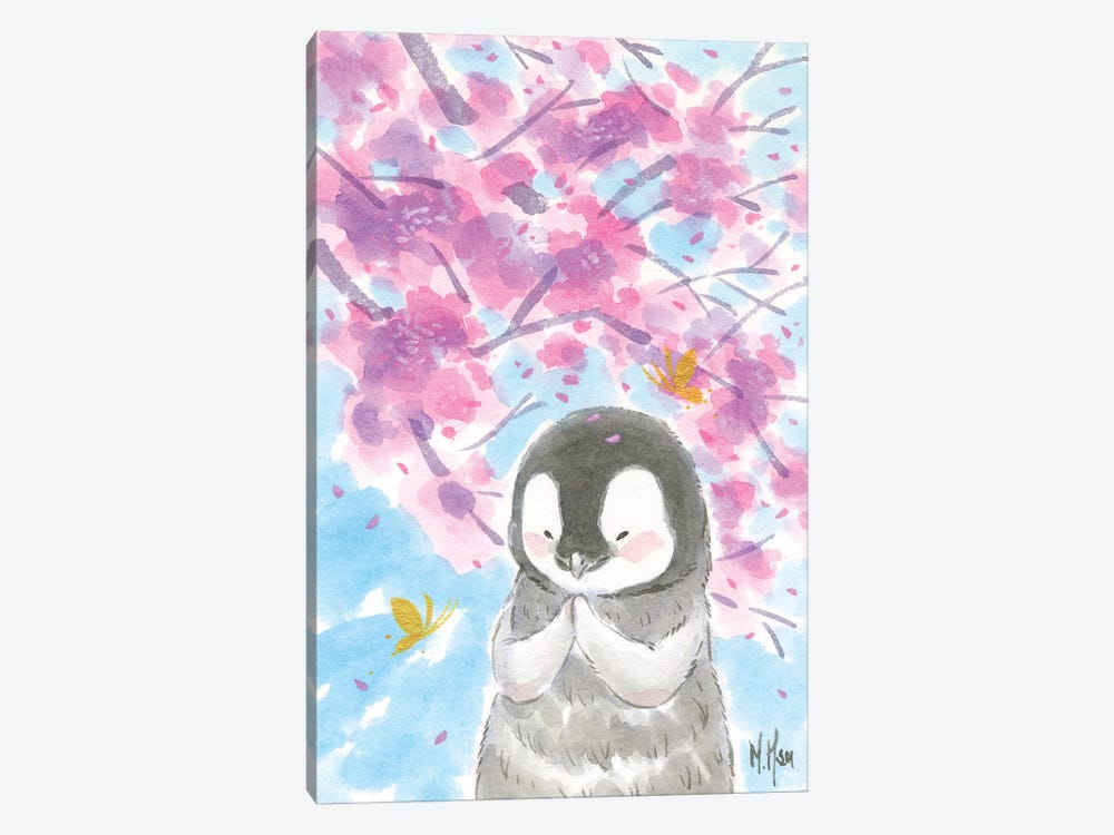 Cherry Blossom Penguin by Martin Hsu 1-piece Canvas Print
