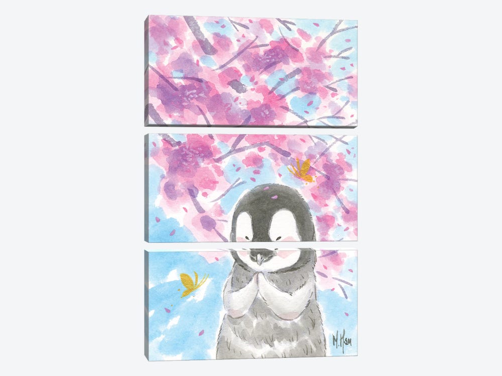 Cherry Blossom Penguin by Martin Hsu 3-piece Canvas Art Print