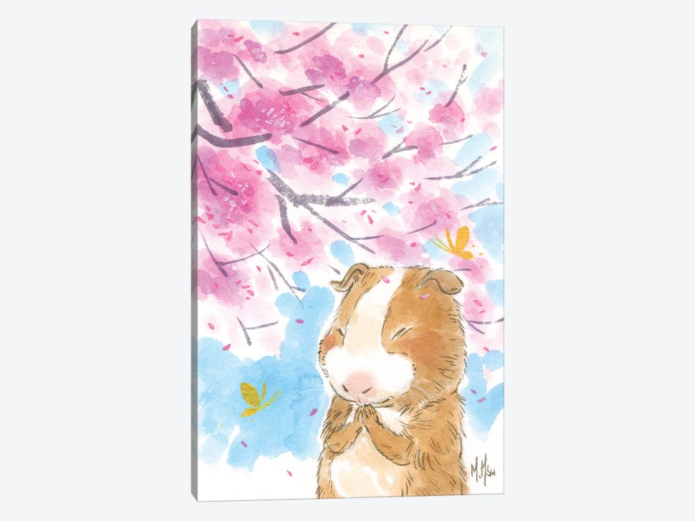 Cherry Blossom Guinea Pig by Martin Hsu 1-piece Canvas Wall Art
