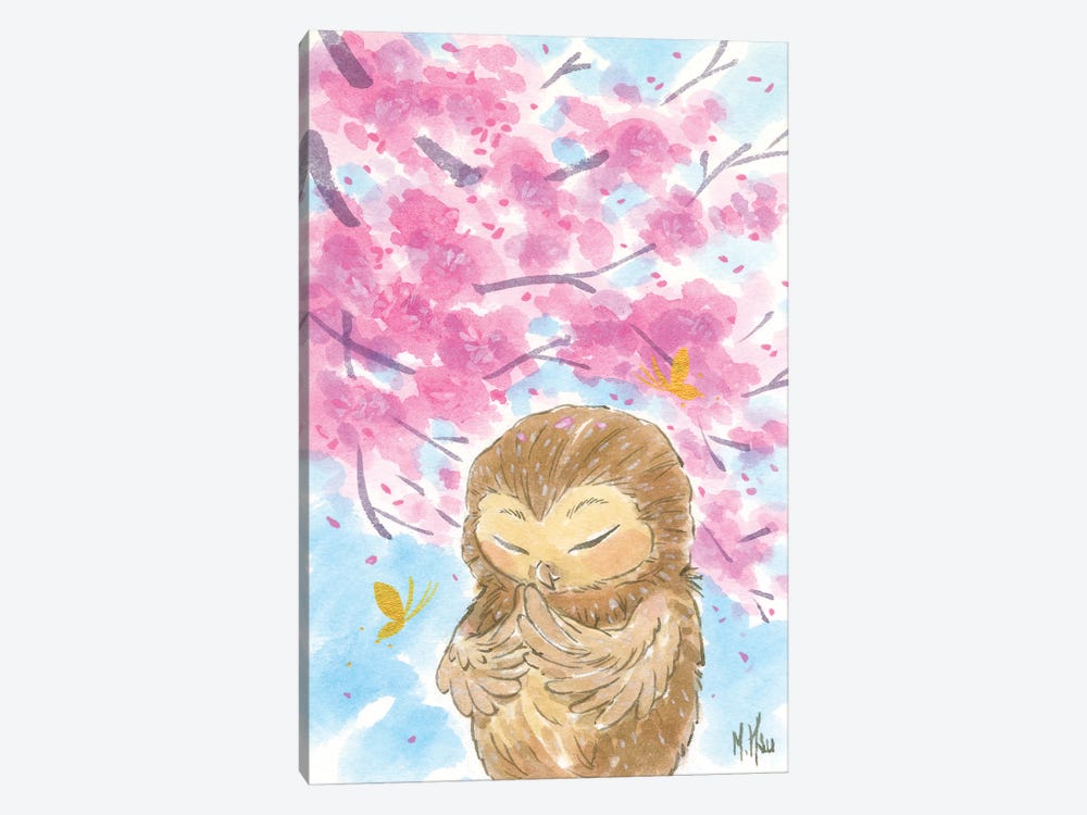 Cherry Blossom Owl by Martin Hsu 1-piece Art Print