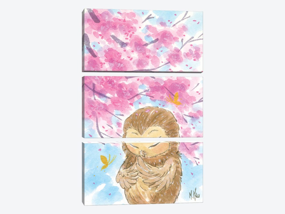 Cherry Blossom Owl by Martin Hsu 3-piece Art Print