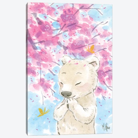 Cherry Blossom Polar Bear Canvas Print #MHS136} by Martin Hsu Canvas Wall Art