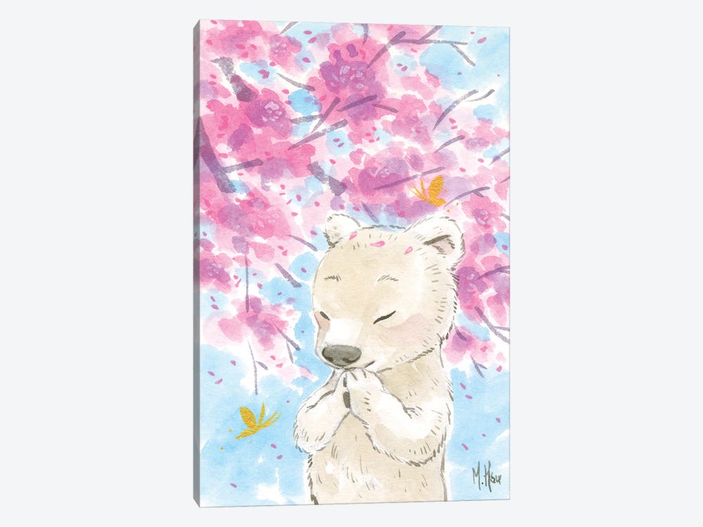 Cherry Blossom Polar Bear by Martin Hsu 1-piece Canvas Artwork