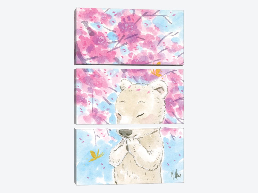 Cherry Blossom Polar Bear by Martin Hsu 3-piece Canvas Art