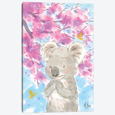 Cherry Blossom Koala Canvas Print #MHS137} by Martin Hsu Canvas Artwork