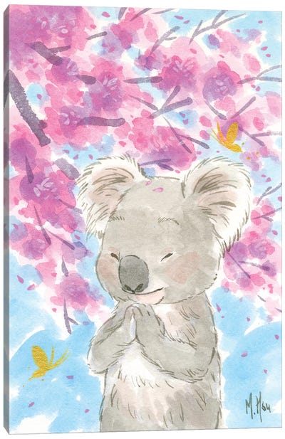 Cherry Blossom Koala Canvas Art Print - Koala Art
