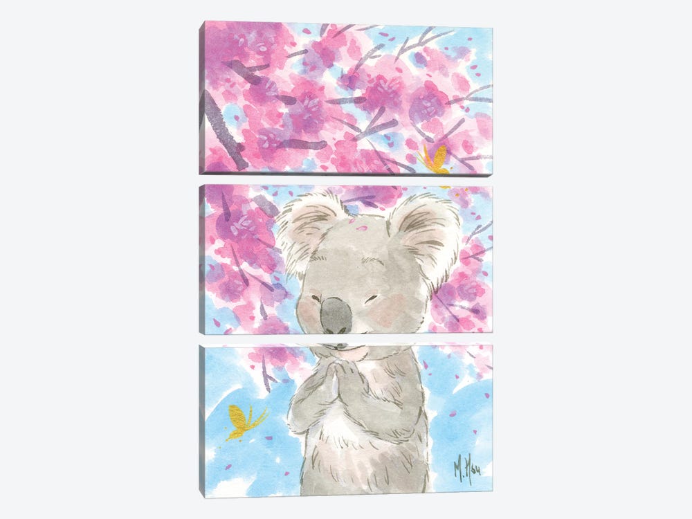 Cherry Blossom Koala by Martin Hsu 3-piece Canvas Print