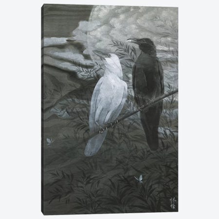 Crows And Moon Canvas Print #MHS139} by Martin Hsu Canvas Art Print