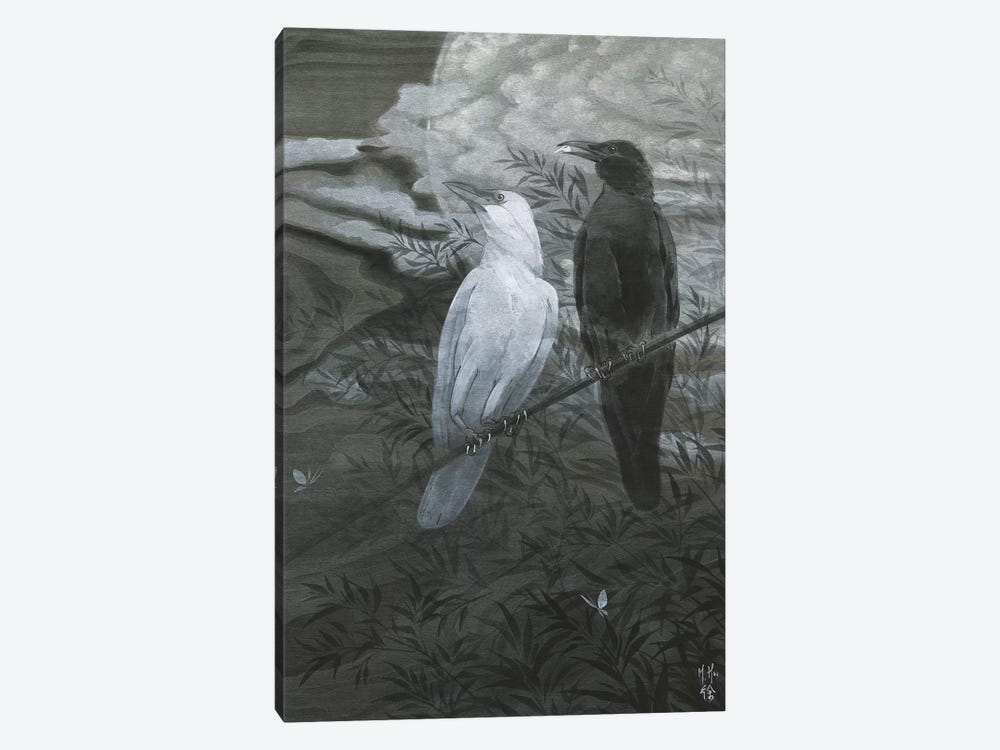 Crows And Moon by Martin Hsu 1-piece Canvas Art Print