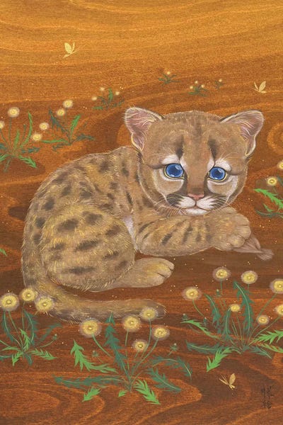 Martin Hsu: Cougar And Dandelions by Martin Hsu