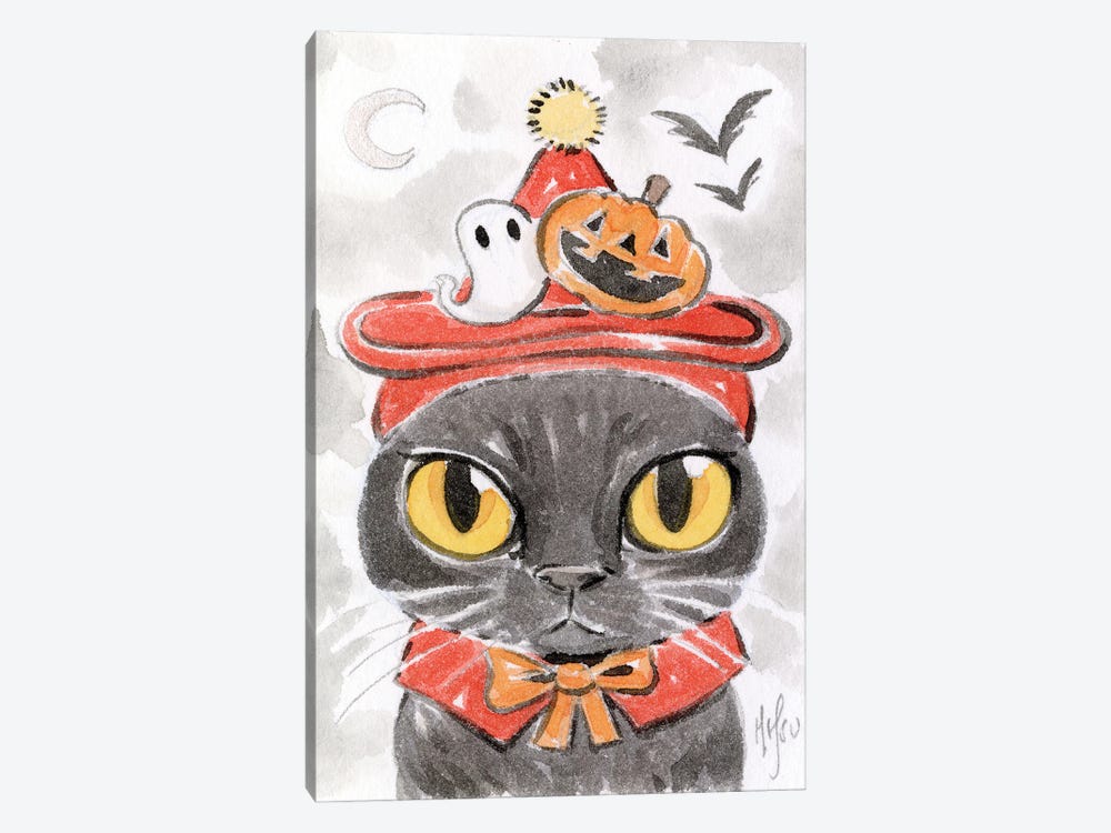 Cat - Spooky Hat by Martin Hsu 1-piece Canvas Art Print