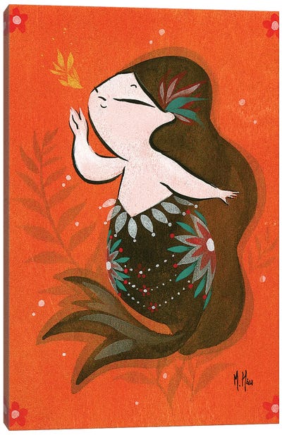 Goldfish Mermaid - Bubble Whisper Canvas Art Print - Mermaid Art