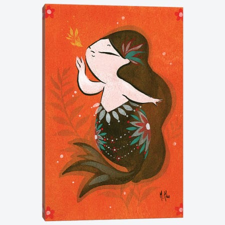 Goldfish Mermaid - Bubble Whisper Canvas Print #MHS14} by Martin Hsu Canvas Wall Art