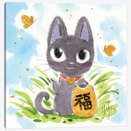 Lucky Kitty Canvas Print #MHS155} by Martin Hsu Canvas Art