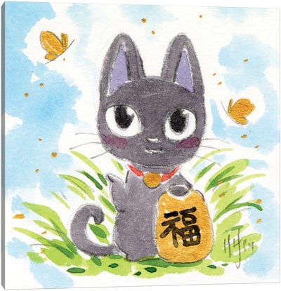Lucky Kitty Canvas Art Print - Chinese Culture
