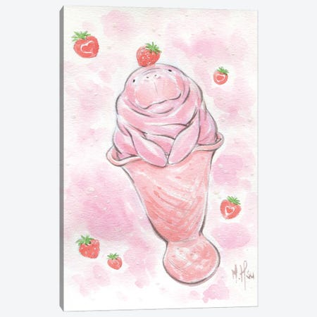 Manatee Strawberry Ice Cream Canvas Print #MHS157} by Martin Hsu Canvas Art