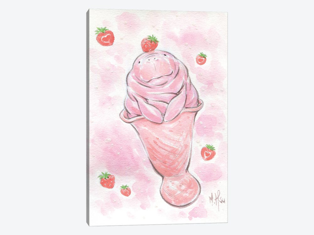Manatee Strawberry Ice Cream by Martin Hsu 1-piece Canvas Art Print