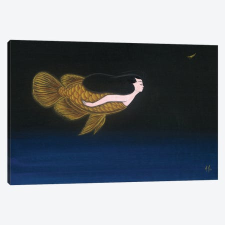 Gold Dragon Mermaid Canvas Print #MHS163} by Martin Hsu Canvas Art