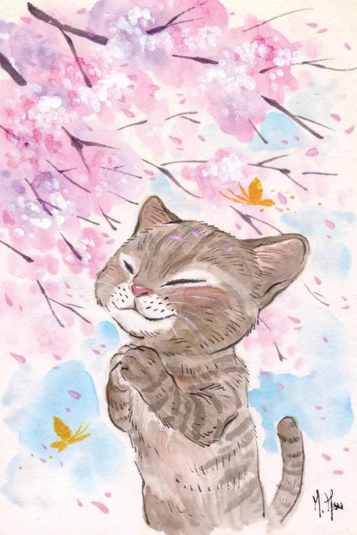 Cherry Blossom Wishes - Cat by Martin Hsu wall art