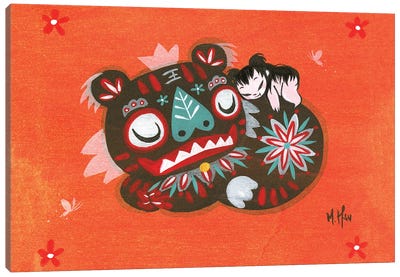 Year Of The Tiger, Sleepy Canvas Art Print - Chinese Décor