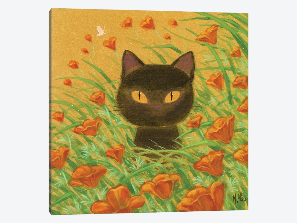 California Poppies Black Cat by Martin Hsu 1-piece Canvas Art Print