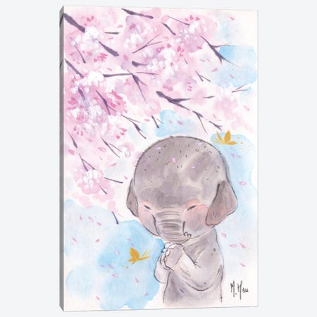 Cherry Blossom Wishes - Elephant Canvas Print #MHS18} by Martin Hsu Canvas Print