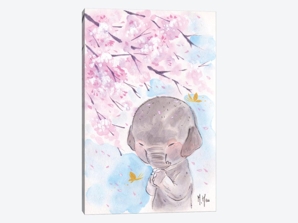 Cherry Blossom Wishes - Elephant by Martin Hsu 1-piece Canvas Artwork