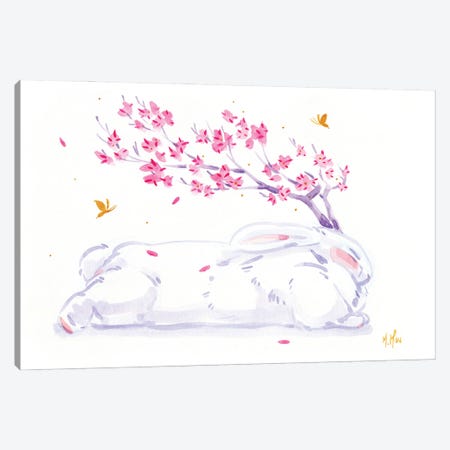 Cherry Blossom Jackalope Rabbit Canvas Print #MHS194} by Martin Hsu Canvas Wall Art