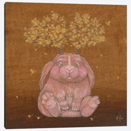 Ginkgo Tree Baby Rabbit Jackalope Canvas Print #MHS198} by Martin Hsu Canvas Art Print
