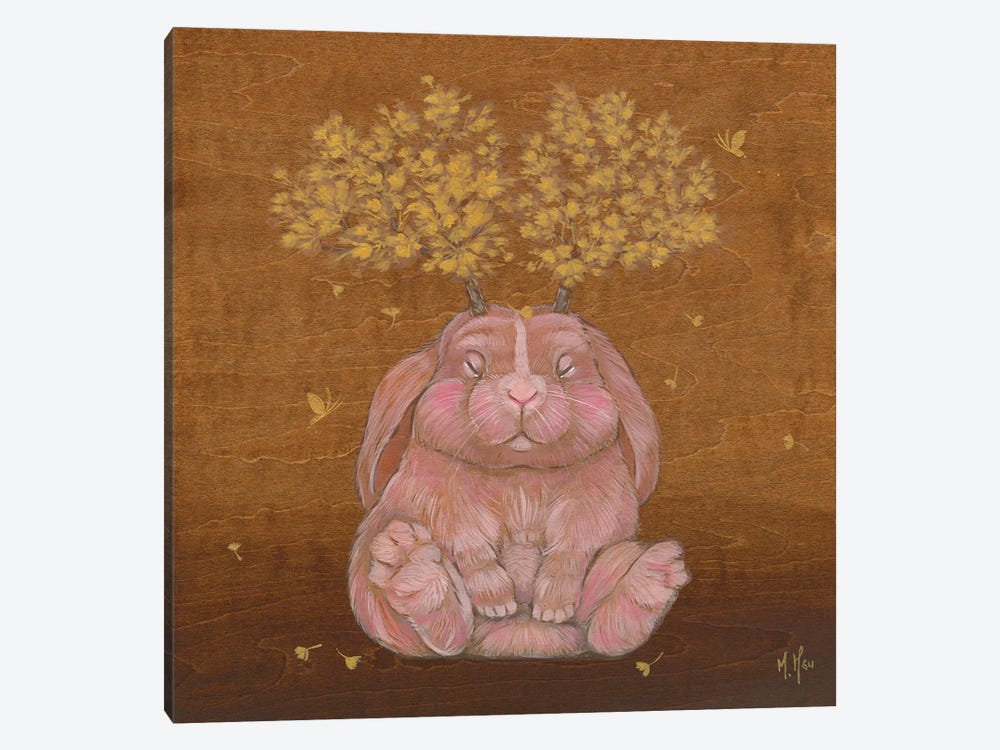 Ginkgo Tree Baby Rabbit Jackalope by Martin Hsu 1-piece Canvas Art