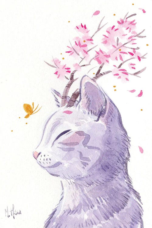 Cherry Blossom Kitty by Martin Hsu wall art